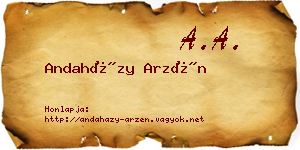 Andaházy Arzén névjegykártya